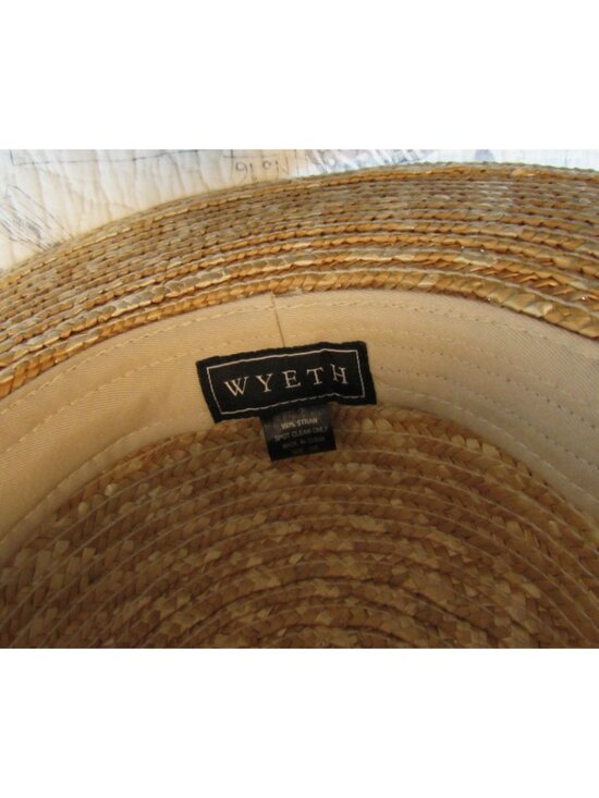Anthropologie Rare Wyeth P Boater Hat leather strap Flawless Condition OS main image 4